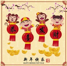 中国新年中国传统新年桃花春节矢量素材
