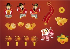 中国新年财神中国传统新年春节矢量素材