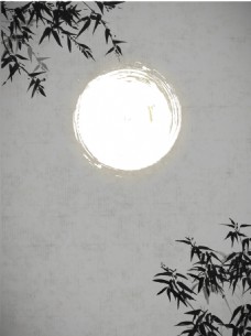 风景矢量古风中国风竹叶明月背景