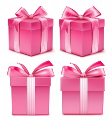 礼盒背景粉色礼物包装盒矢量素材