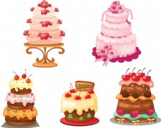 装饰用品多层矢量蛋糕甜品可爱卡通