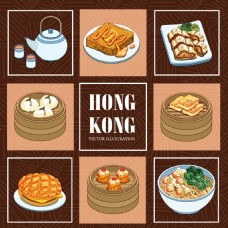 美食背景旅游香港美食烧鹅点心早茶海报背景