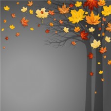 灰色落叶秋季背景矢量素材