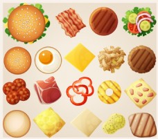 美食素材卡通美食汉堡食物图标矢量素材