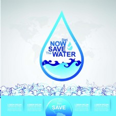 环保水源卡通水滴保护水资源环境矢量素材