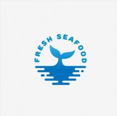 钓鱼蓝色抽象海洋海鲜logo