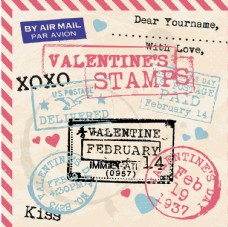 旅游签证复古情人节邮票