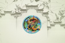 地产广告艺术徽派黑白盘龙古建筑中国风
