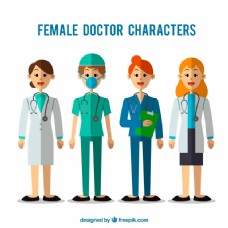 女性医生角色平面设计