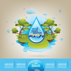 环保水源时尚环保爱护水资源插画