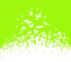 绿色蝴蝶背景和春天风景矢量素材