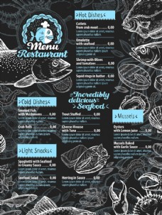 优惠券插画海鲜菜单手绘海鲜菜单