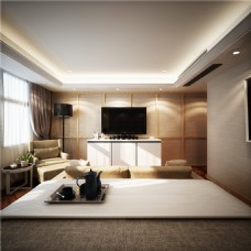 背景墙日式清新客厅浅色沙发室内装修效果图
