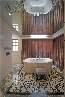 欧式风格大浴室花纹地板室内装修效果图