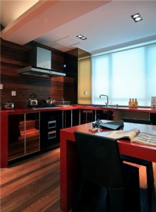 简约风室内设计餐厅黑红色调效果图