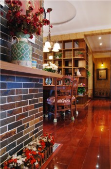 中式古典风室内设计餐厅木地板效果图