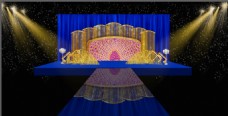 蓝色现代婚礼舞台效果图设计