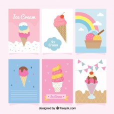 用柔和的颜色的冰淇淋，漂亮的卡片收集