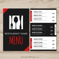 餐厅菜单与餐具剪影