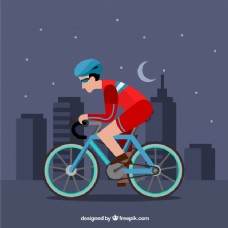 城市平面职业自行车运动员