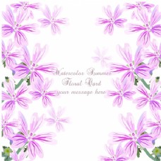背景墙紫色水彩夏日花艺卡片