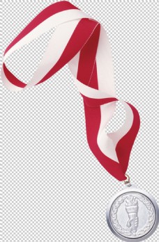 红绳银牌奖牌免抠png透明图层素材