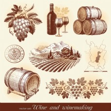 红酒桶红酒葡萄酒宣传背景图矢量素材