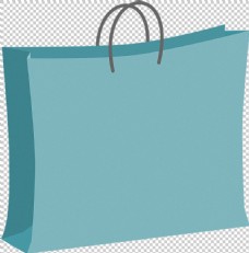 浅蓝色纸购物袋免抠png透明图层素材