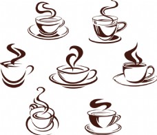 咖啡杯冒热气的店铺logo图标设计矢量
