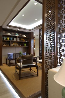 中国风设计古朴中国风风风格客厅装饰柜别墅效果图设计
