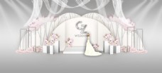 白粉色西式浪漫风格半圆婚礼展示迎宾效果图