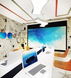 室内设计创意简约办公会议室3D效果图