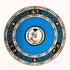 蓝色花纹圆形瓷器古典装饰