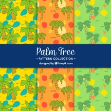 手绘棕榈树的多彩图案