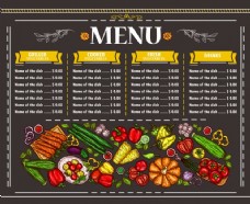 向量的素食餐厅菜单设计插图