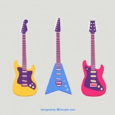 歌曲彩色平板设计的电吉他组