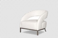 白色布艺扶手椅免抠png透明图层素材