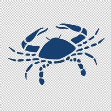 巨蟹座蓝色螃蟹免抠png透明图层素材