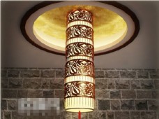 中式柱优雅大气精致中式复古风格柱形吊灯素材