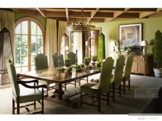 美式田园风格餐厅餐桌椅组合素材