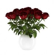 3d红色玫瑰花模型