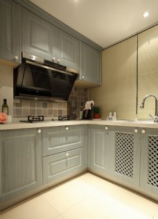 厨房设计简约风室内设计厨房蓝色收纳柜效果图