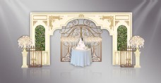 欧式拱门铁艺雕花入口展示区迎宾婚礼效果图