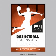 比赛运动篮球比赛宣传册和运动员剪影