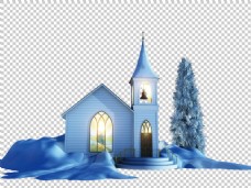 大教堂雪景图免抠png透明图层素材