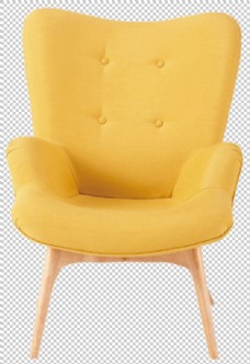黄色皮质扶手椅免抠png透明图层素材