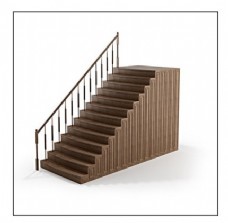 现代简约木质带扶手楼梯3d模型