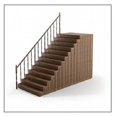 时尚简约木质扶手楼梯模型素材