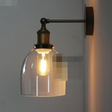 美式乡村工业风现代简约玻璃清光小钟壁灯