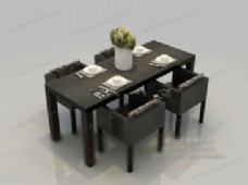 餐桌组合休闲餐桌椅组合3d模型